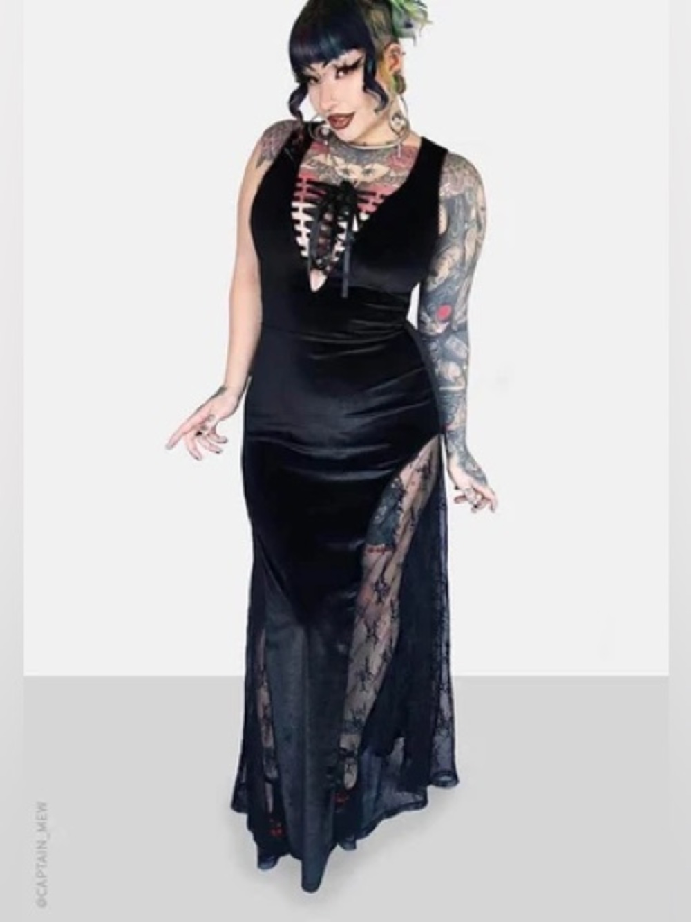 Forest Inc Velvet MORTICIA MAXI DRESS - THE ULTIMATE BLACK MAXI Size 2XL